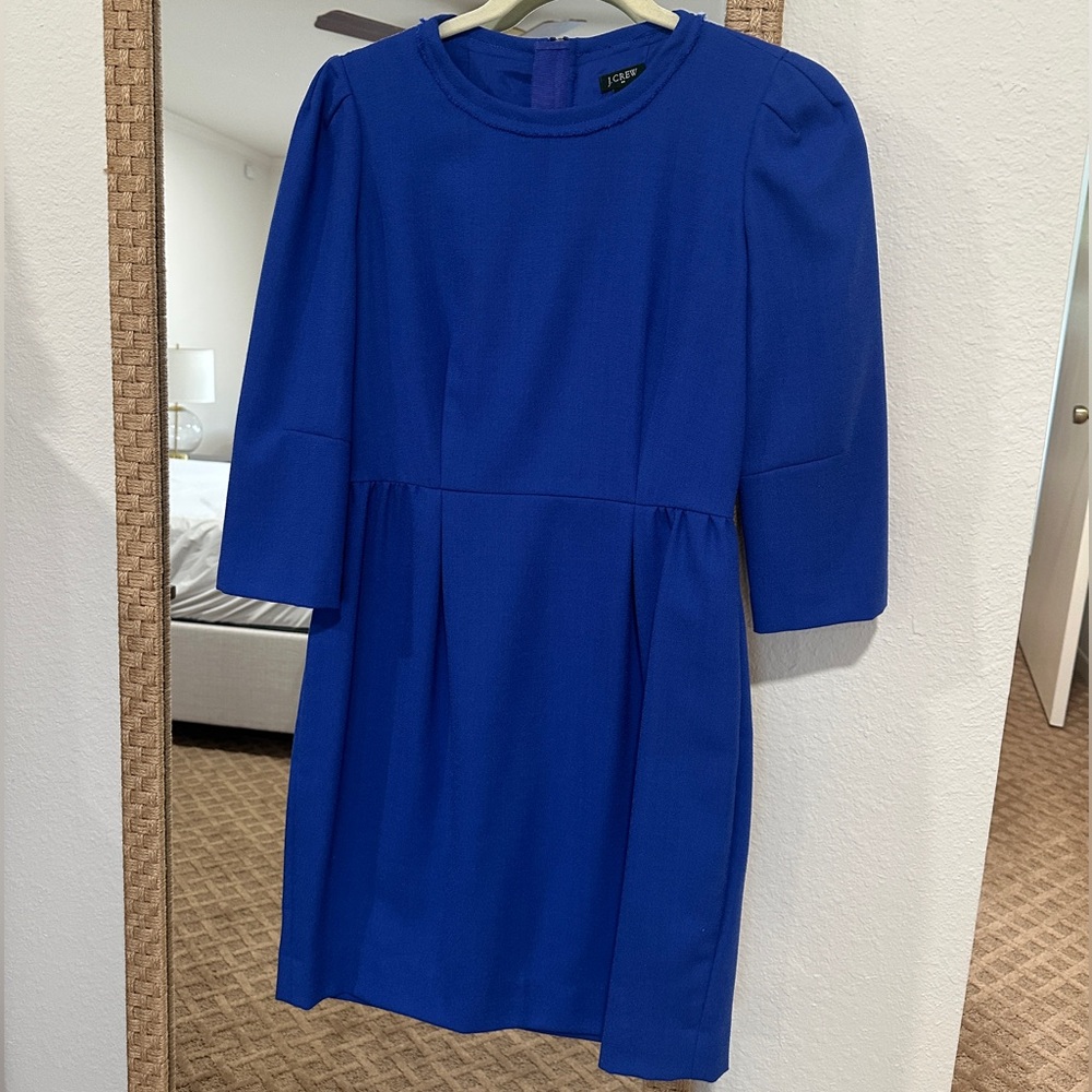 J.Crew Royal Blue Preppy Dress - Size 2 - 3/4 Sleeves, Knee Length